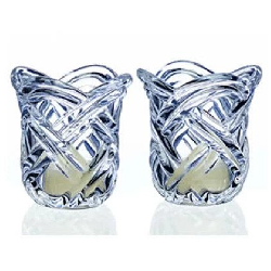Pair - Two Clear Cup Ivory Tealights included
