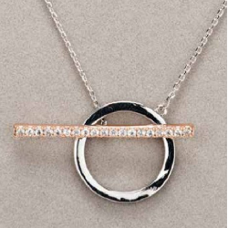 Silver & Rose Gold Diamante T Bar Necklace