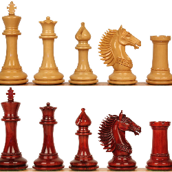The Queen's Gambit Chess Set with Acacia & Boxwood Pieces - 3.75" King