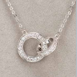Silver Interlocking Diamante Necklace