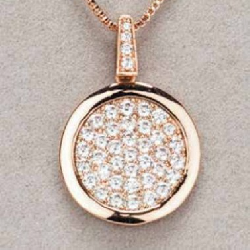 Rose Gold Diamante Round Pendant
