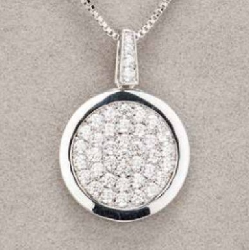 Silver Diamante Round Pendant