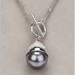 Grey Pearl T Bar Necklace